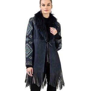 Double D Ranch Mueller's Grist Mill Suede/Fur Jacket! XS